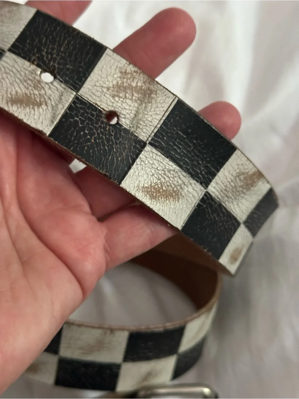 Checkerboard Leather Belt 38”